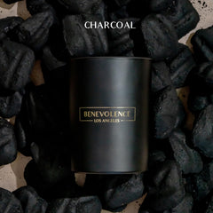 Black 10oz soy candle with charcoal scent for ambient lighting