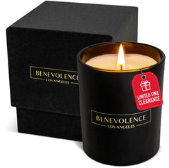 Benevolence LA Bergamot & Jasmine 6oz soy candle in matte black jar - front view