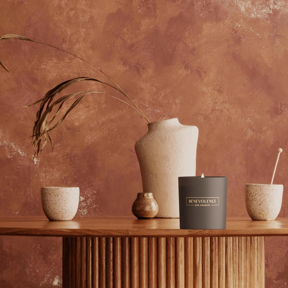 Gift-ready holiday packaging for Benevolence LA candle