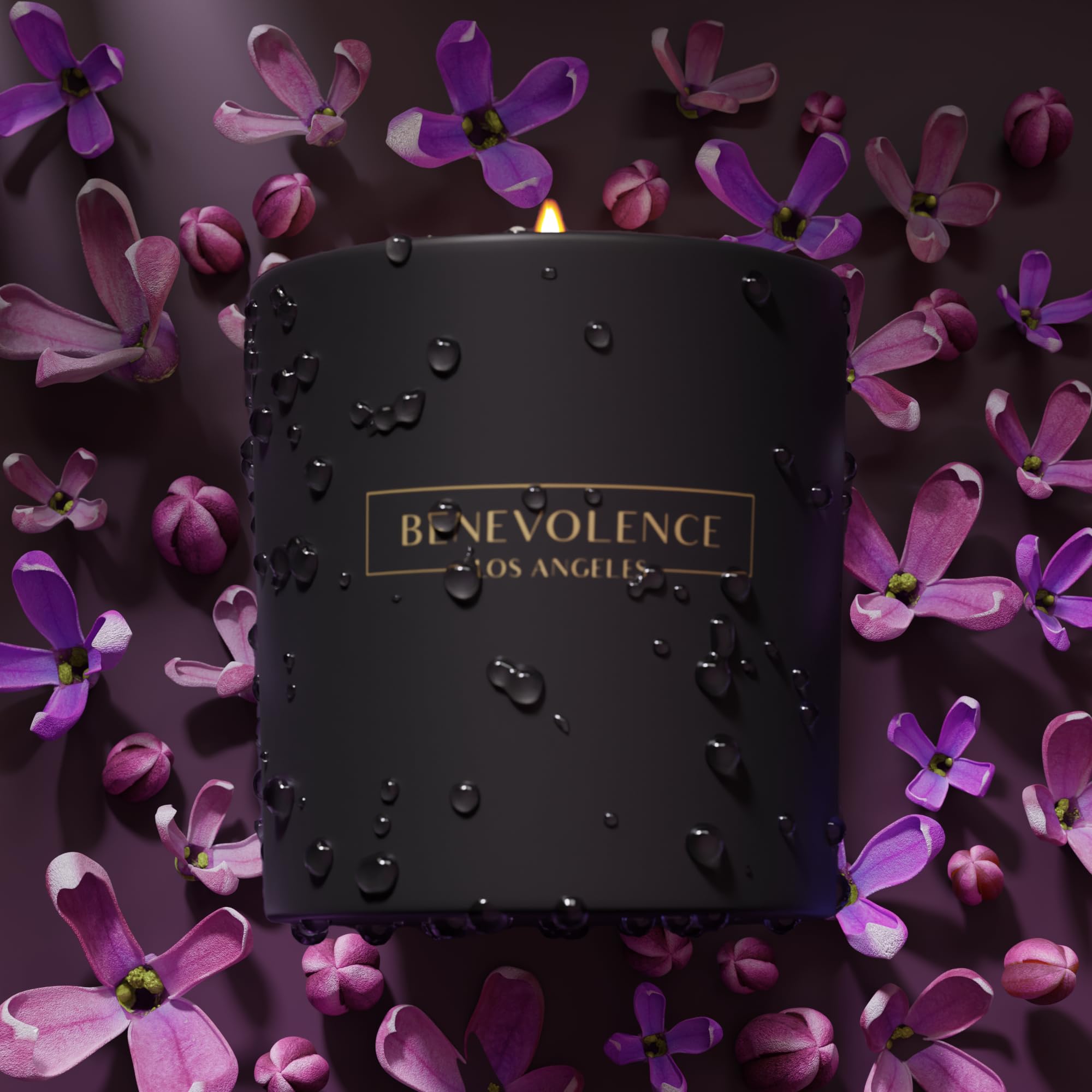 Lavender & lilac fragrance in a black soy candle