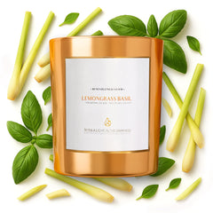 Benevolence LA Lemongrass & Basil Wood Wick Candle 8oz - front view