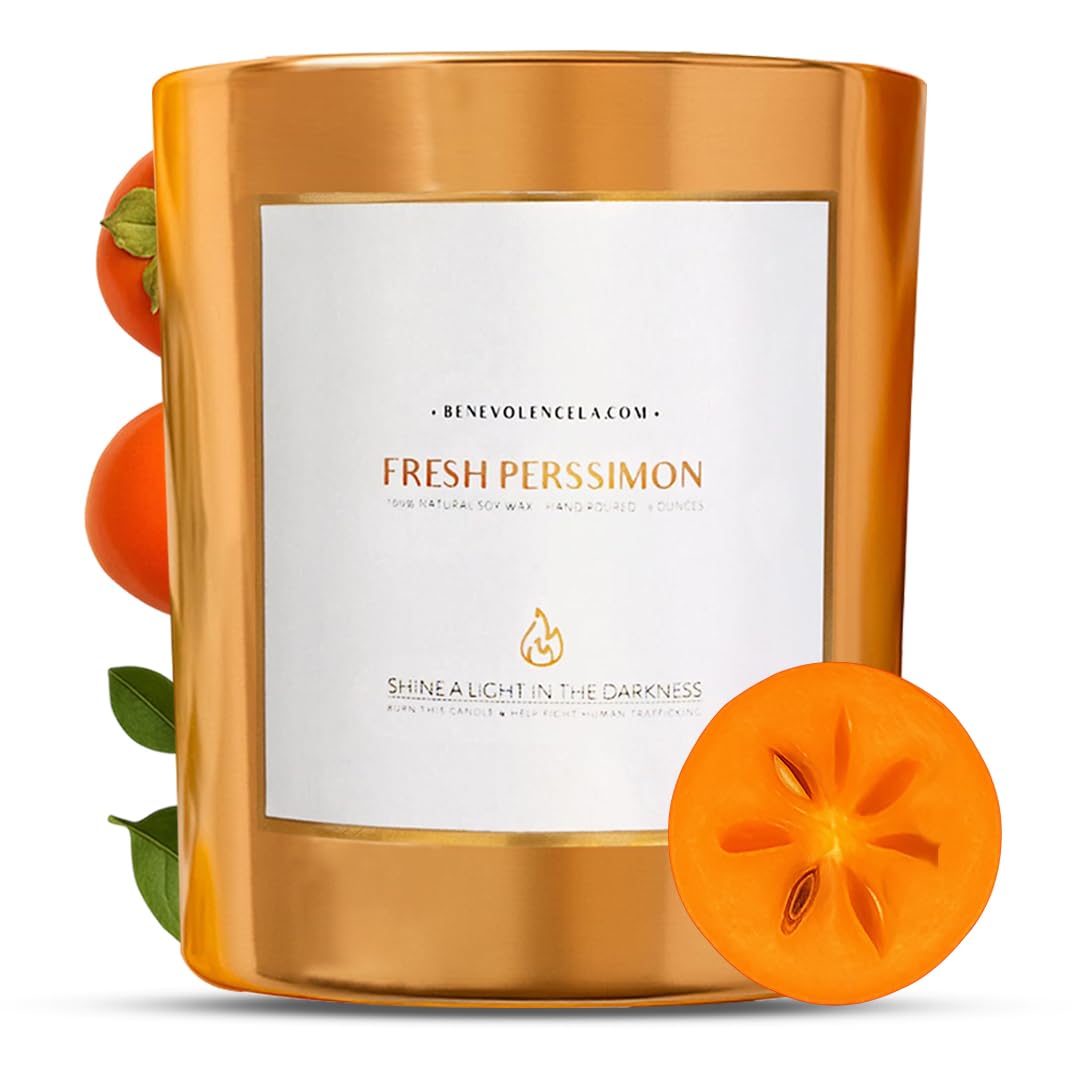 Benevolence LA Persimmon Wood Wick Soy Candle 8oz - front view