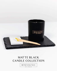 Close-up of label on Benevolence LA Pine Scented Candle