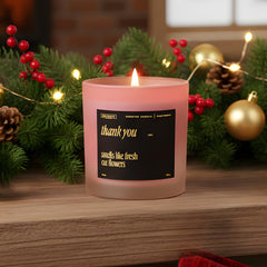 Side view of candle showing clean burn and natural wax