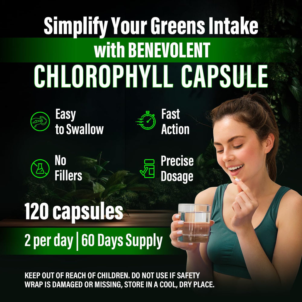 Graphic highlighting energy boost from chlorophyll capsules