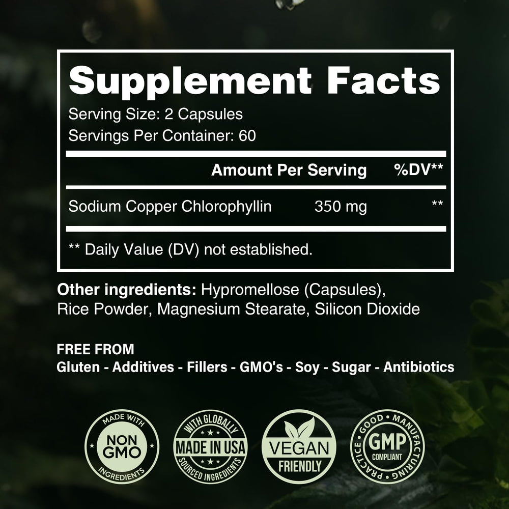 Serving size graphic for Benevolent Chlorophyll Capsules