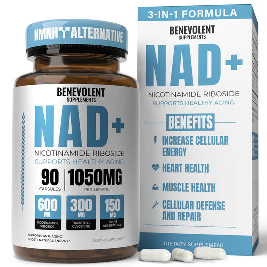 Benevolent NAD+ 1050mg bottle – front view