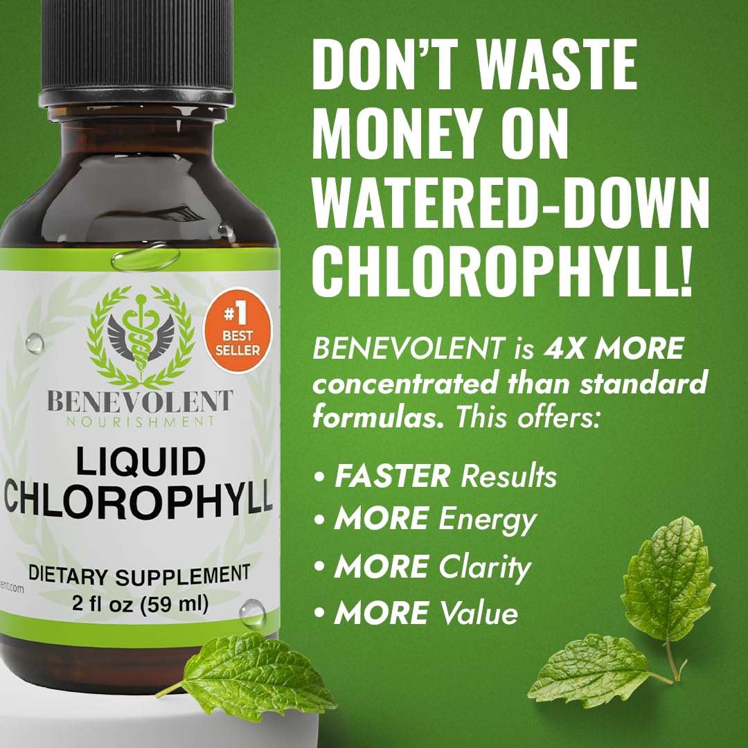 Chlorophyll liquid drops being dispensed from a dropper