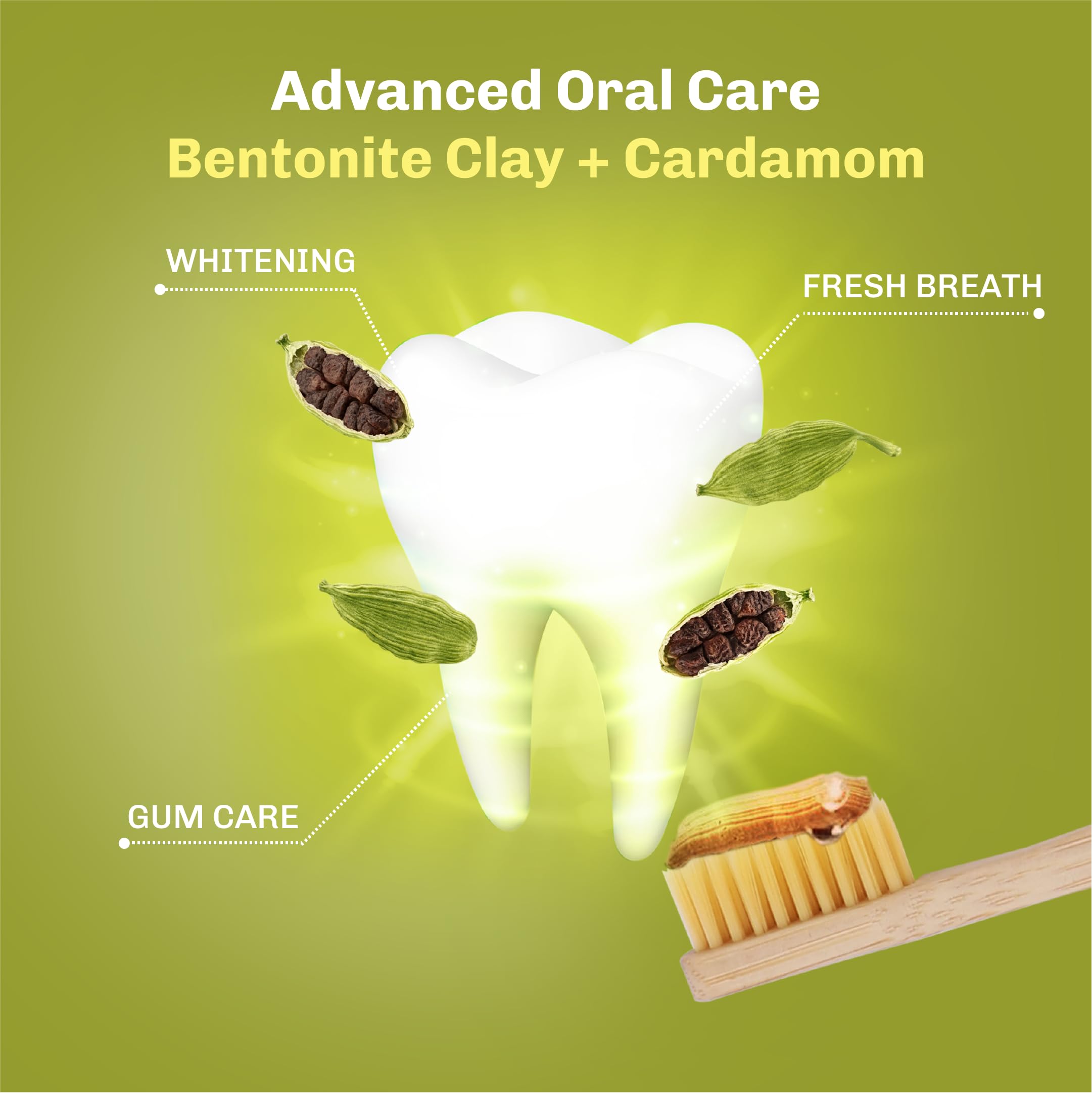 Toothbrush with mint-free Bentodent toothpaste