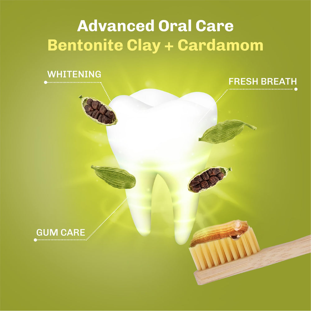 Toothbrush with mint-free Bentodent toothpaste