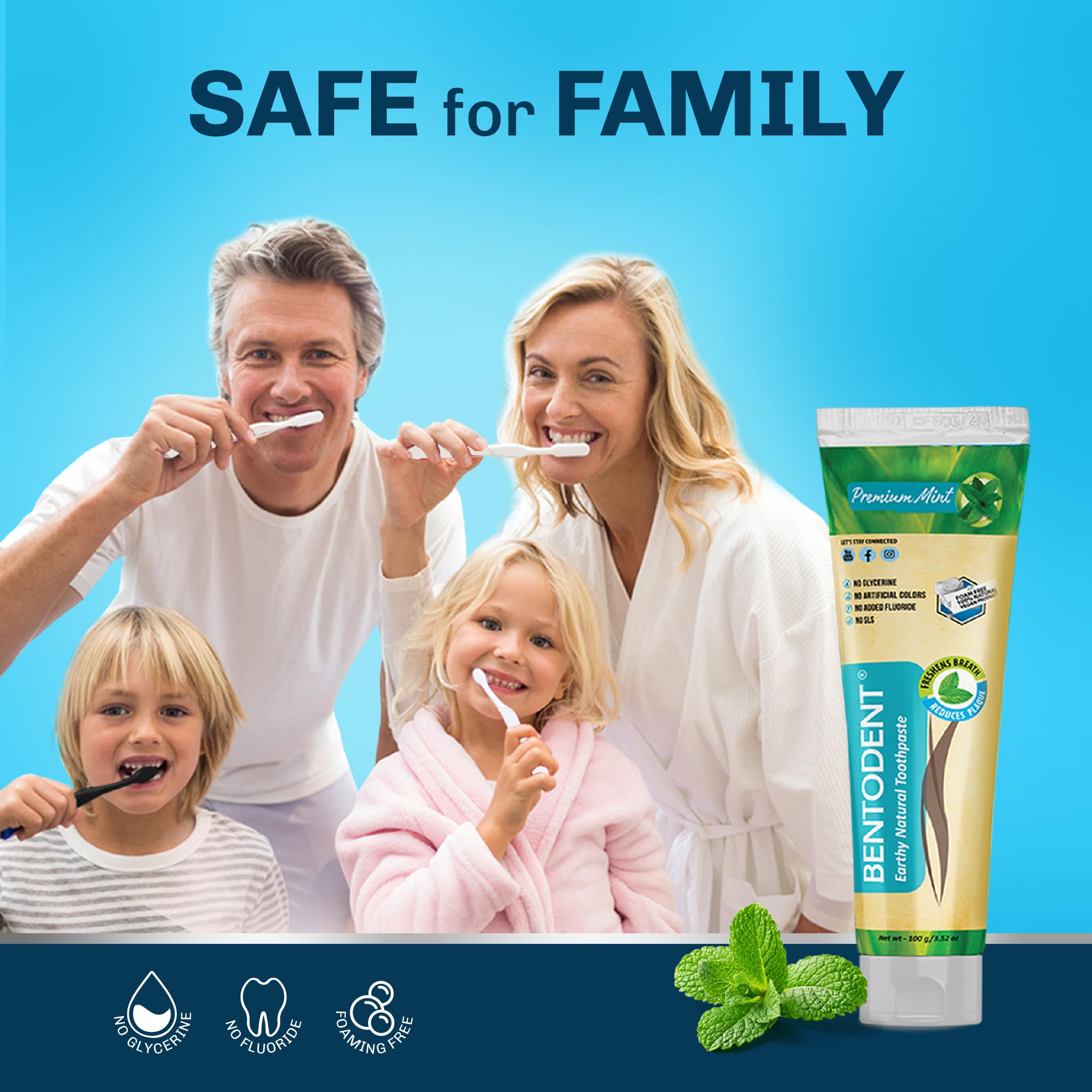 Made Safe certification badge on Bentodent toothpaste