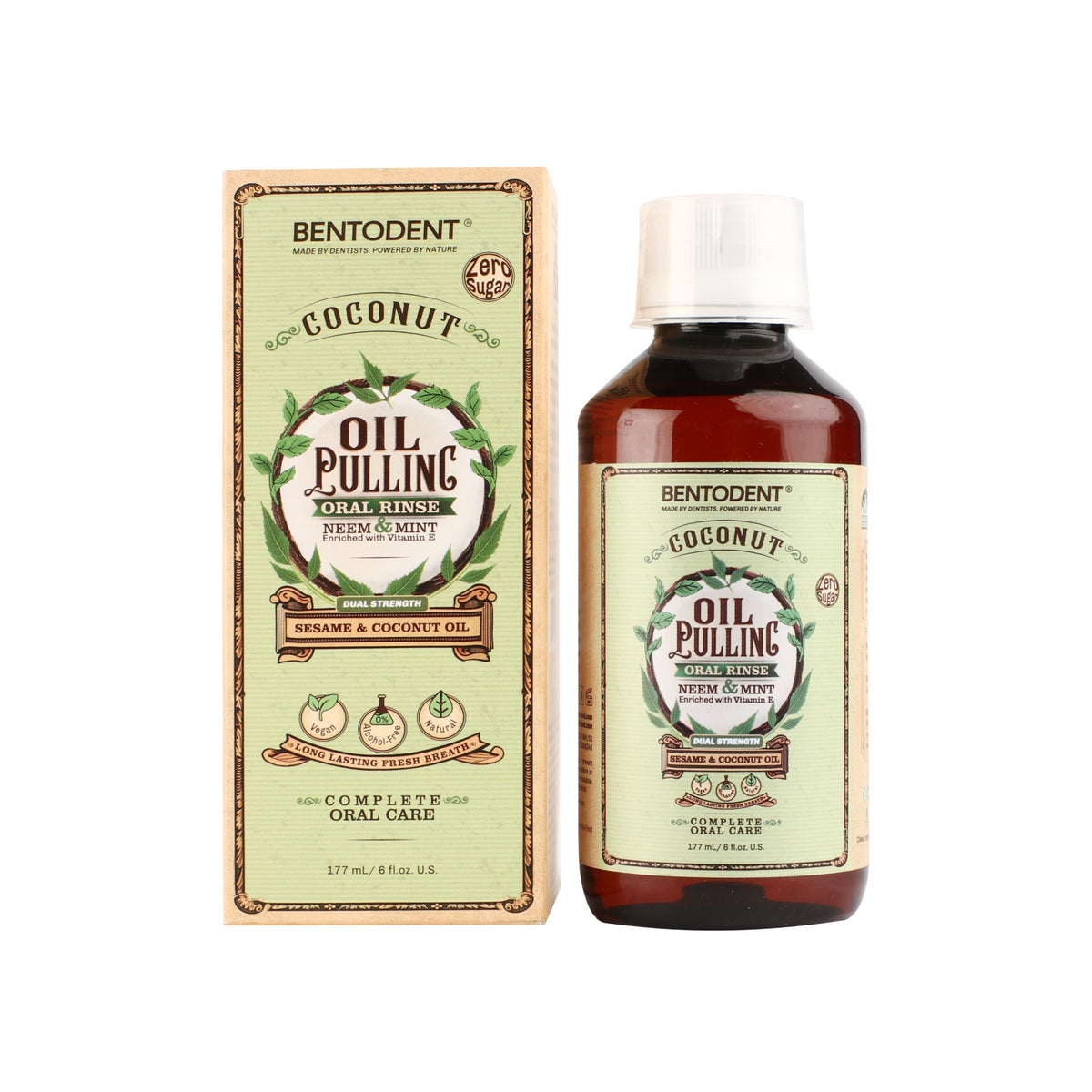 Bentodent Coconut Oil Pulling 6 oz bottle with Neem & Mint