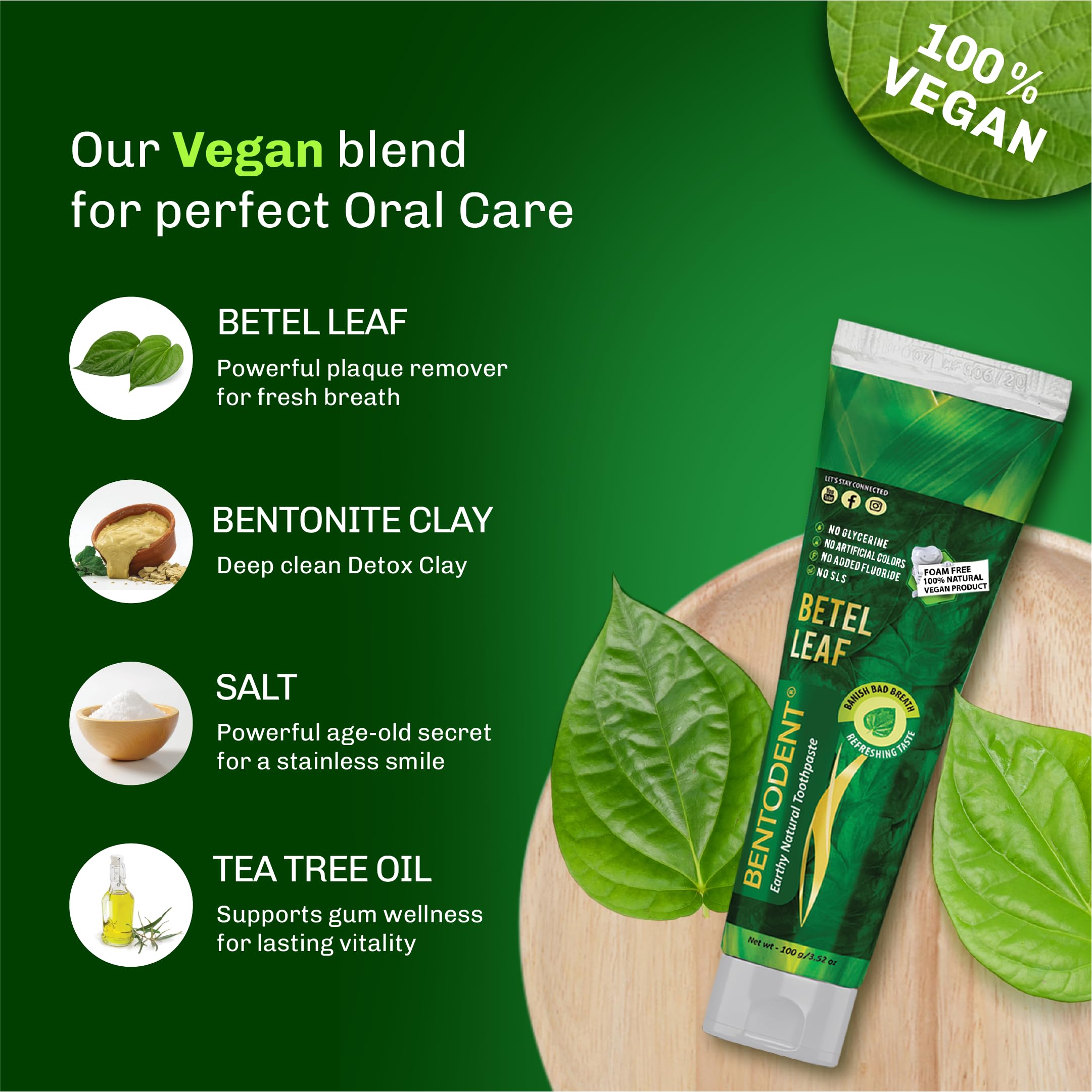 Close-up of Bentodent toothpaste texture showing natural ingredients