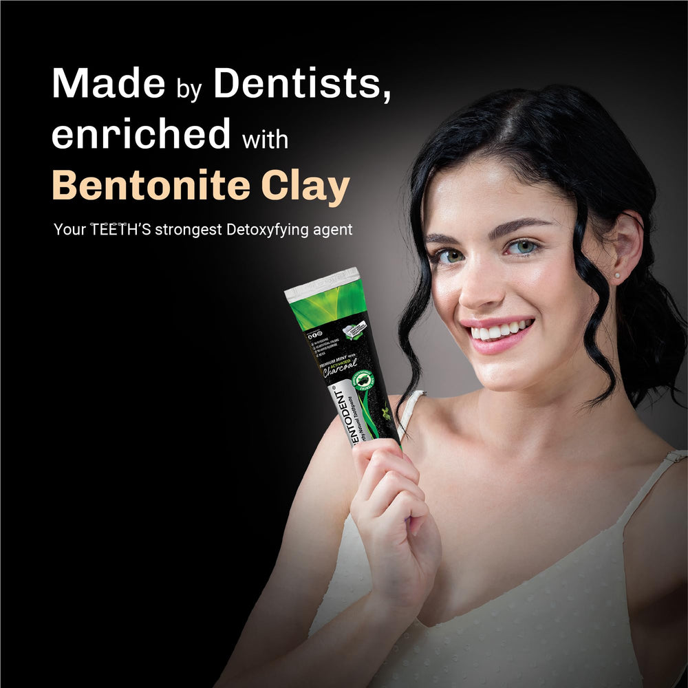 Close-up of activated charcoal and mint on toothpaste label