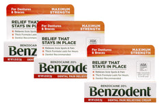 Benzodent dental pain relieving cream for dentures and braces - 0.25 oz tube