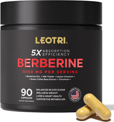 Berberine 1000mg with cinnamon, chromium and milk thistle bottle front