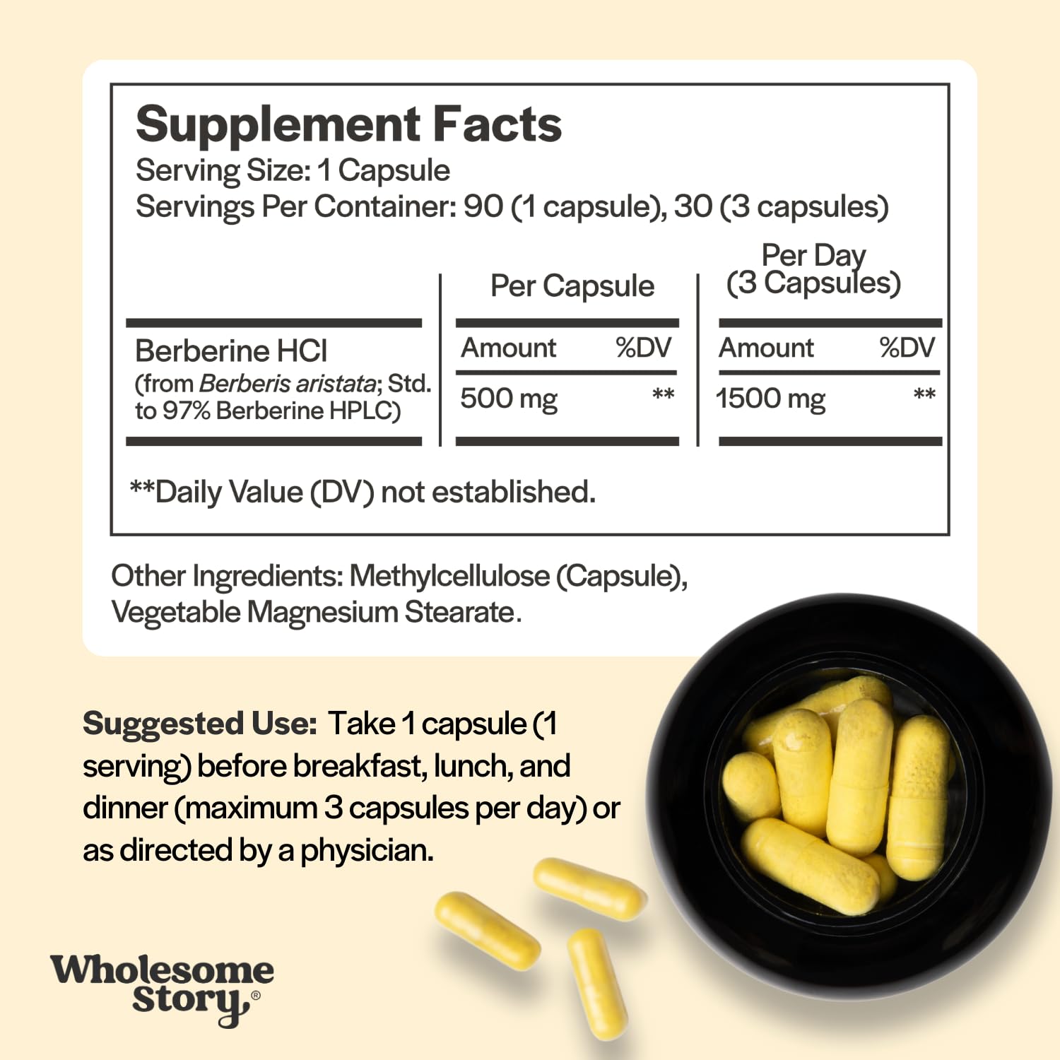 Vegan Berberine HCl capsules close-up