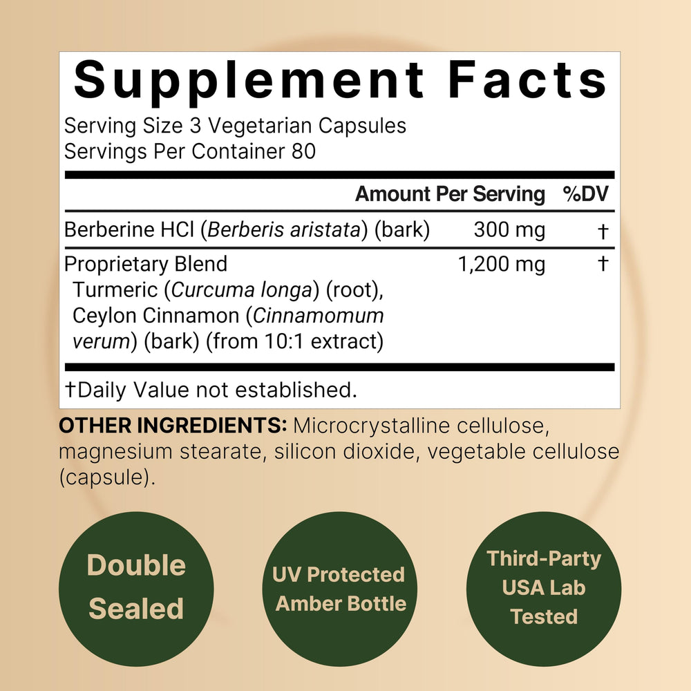 Berberine 1500mg Cinnamon Turmeric capsules