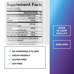 Back view of Berberine 500mg capsules packaging