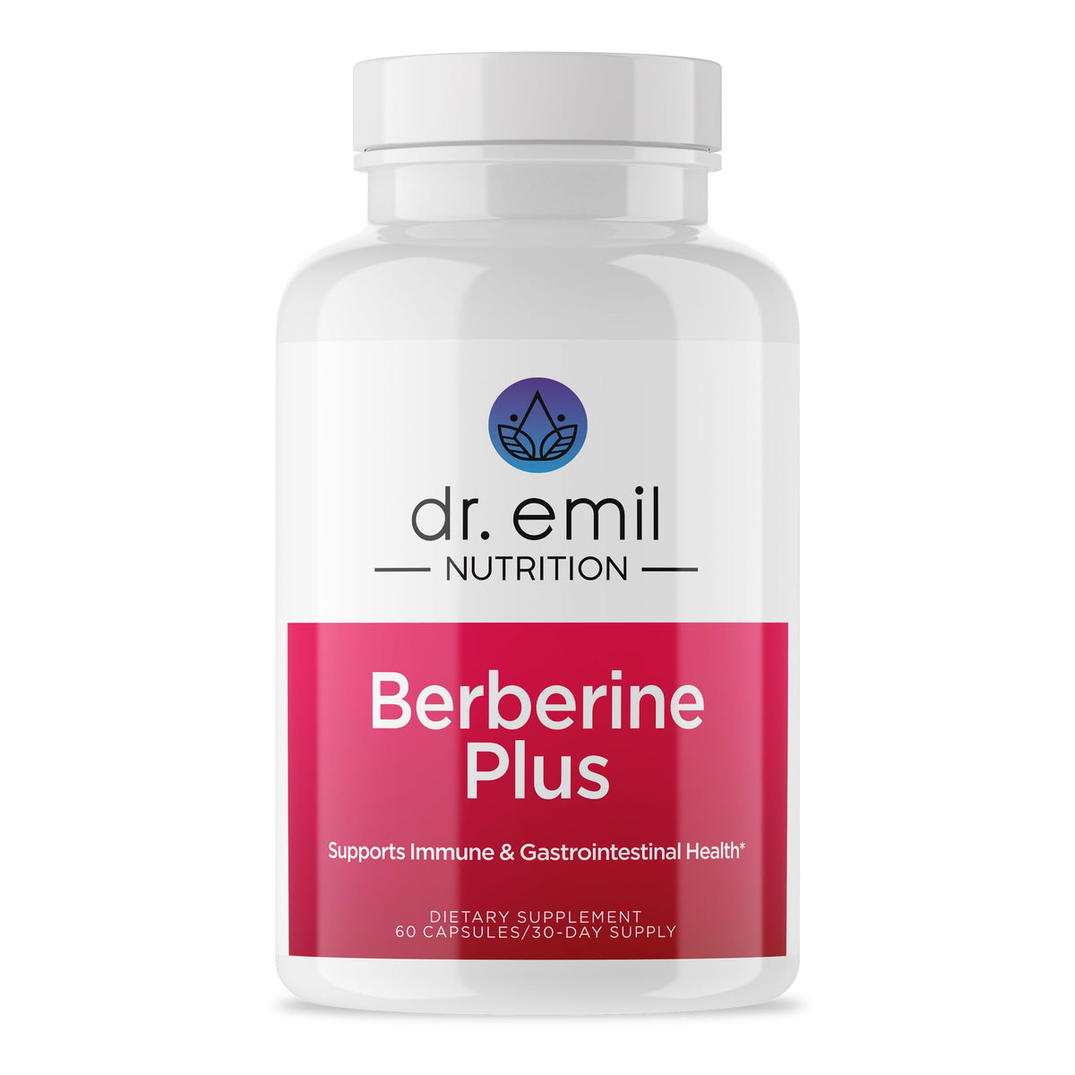 Front view of Dr. Emil Nutrition Berberine 500mg capsules bottle