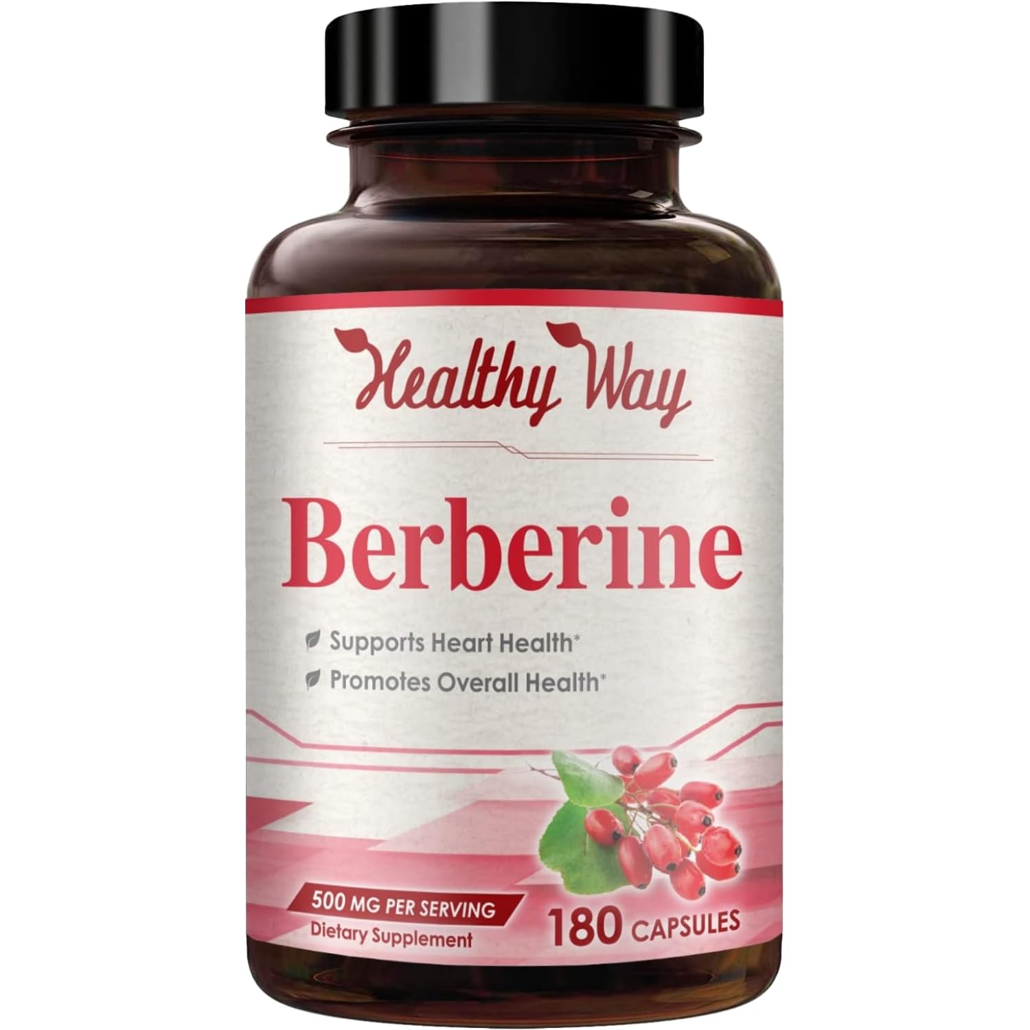 High-strength berberine 500mg capsules bottle close-up