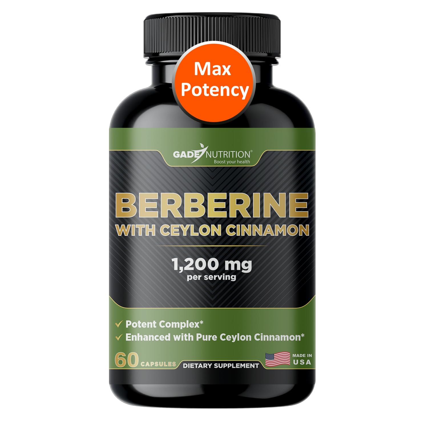 Gade Nutrition Berberine with Ceylon Cinnamon bottle front view