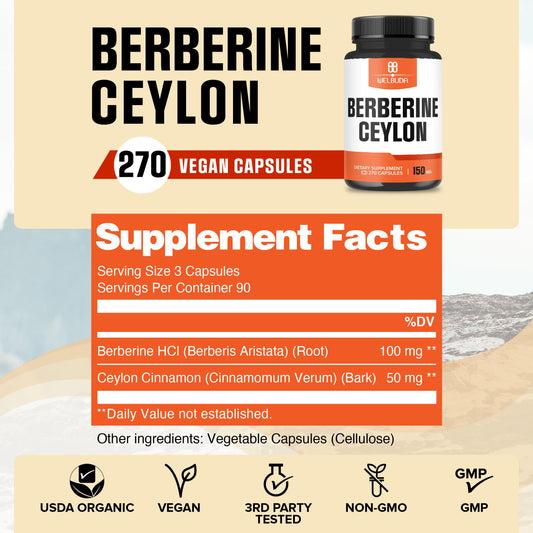 Product packaging showing 270 capsules per bottle