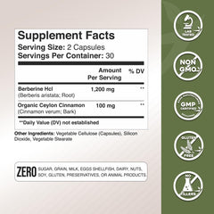 Berberine HCl 1200 mg capsules close-up