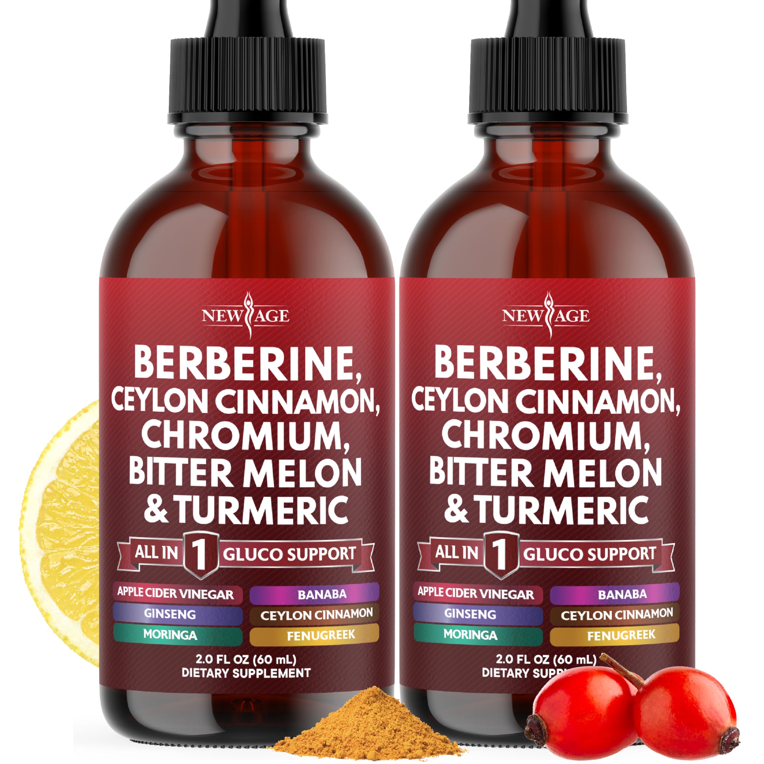 Bottle of Berberine with Ceylon Cinnamon Liquid Drops 4 oz