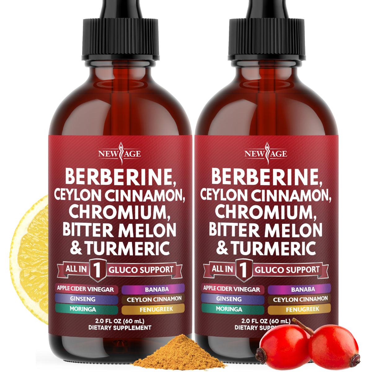 Bottle of Berberine with Ceylon Cinnamon Liquid Drops 4 oz