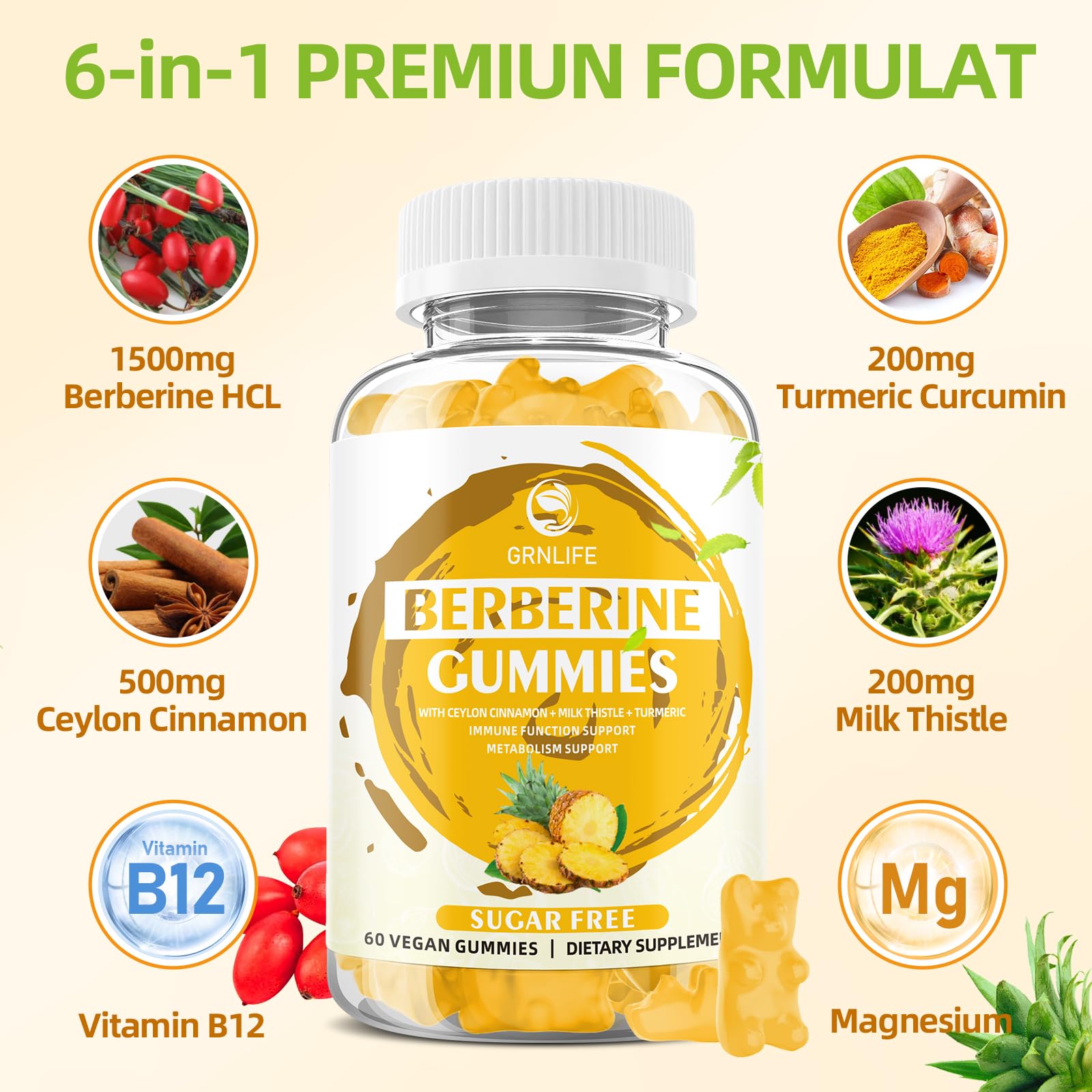 Nutrition facts panel for Berberine Cinnamon Gummies