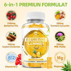 Nutrition facts panel for Berberine Cinnamon Gummies