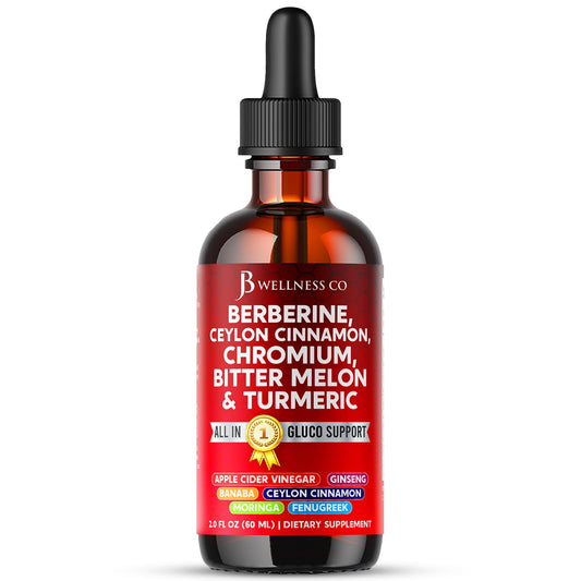 Front bottle of Berberine with Ceylon Cinnamon liquid drops 2 oz
