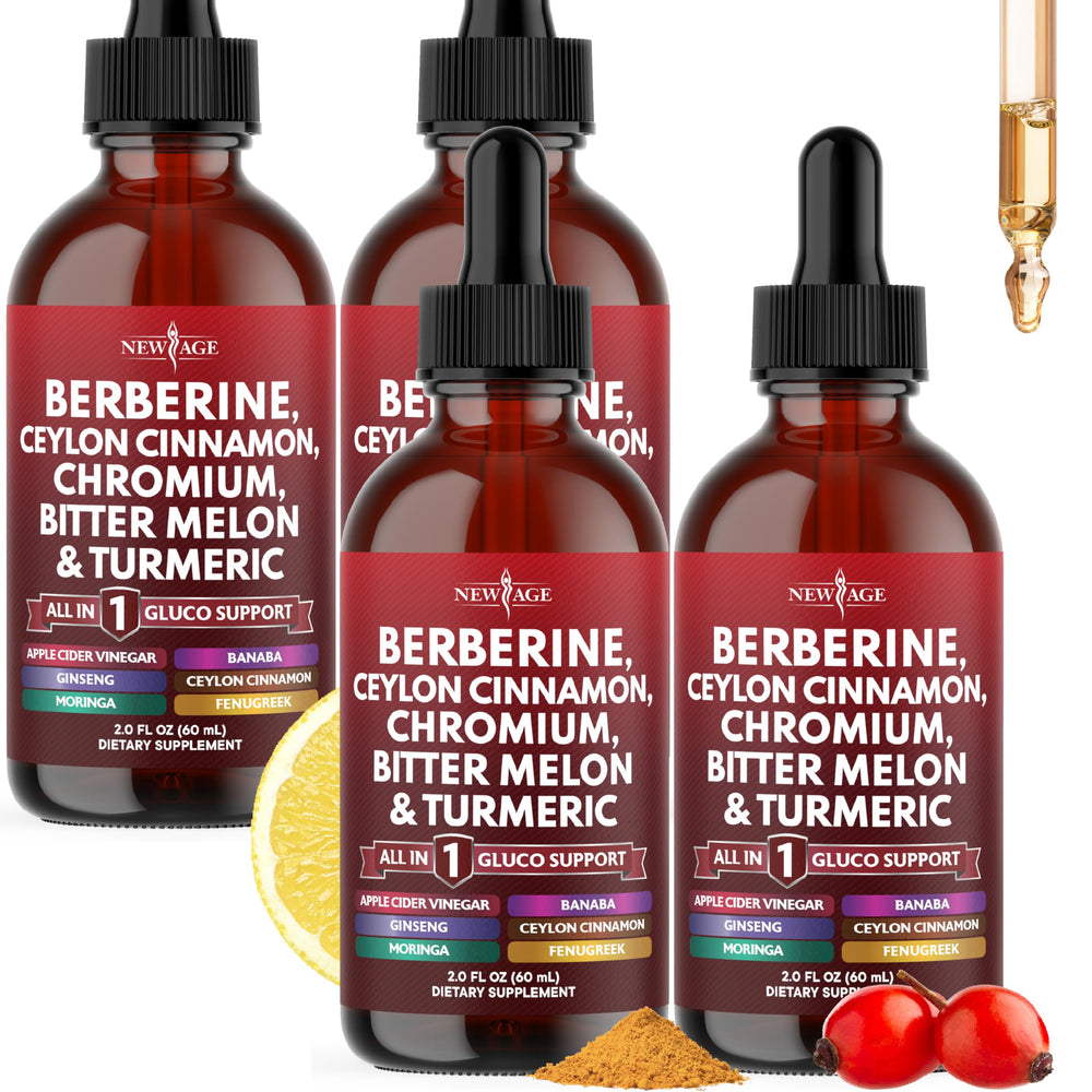 Front view of Berberine with Ceylon Cinnamon Liquid Drops bottle (8 oz)