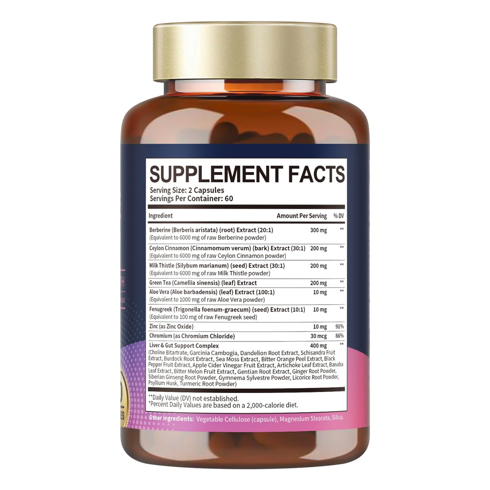 Ingredient blend chart featuring berberine and herbs