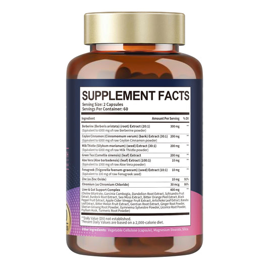 Ingredient blend chart featuring berberine and herbs