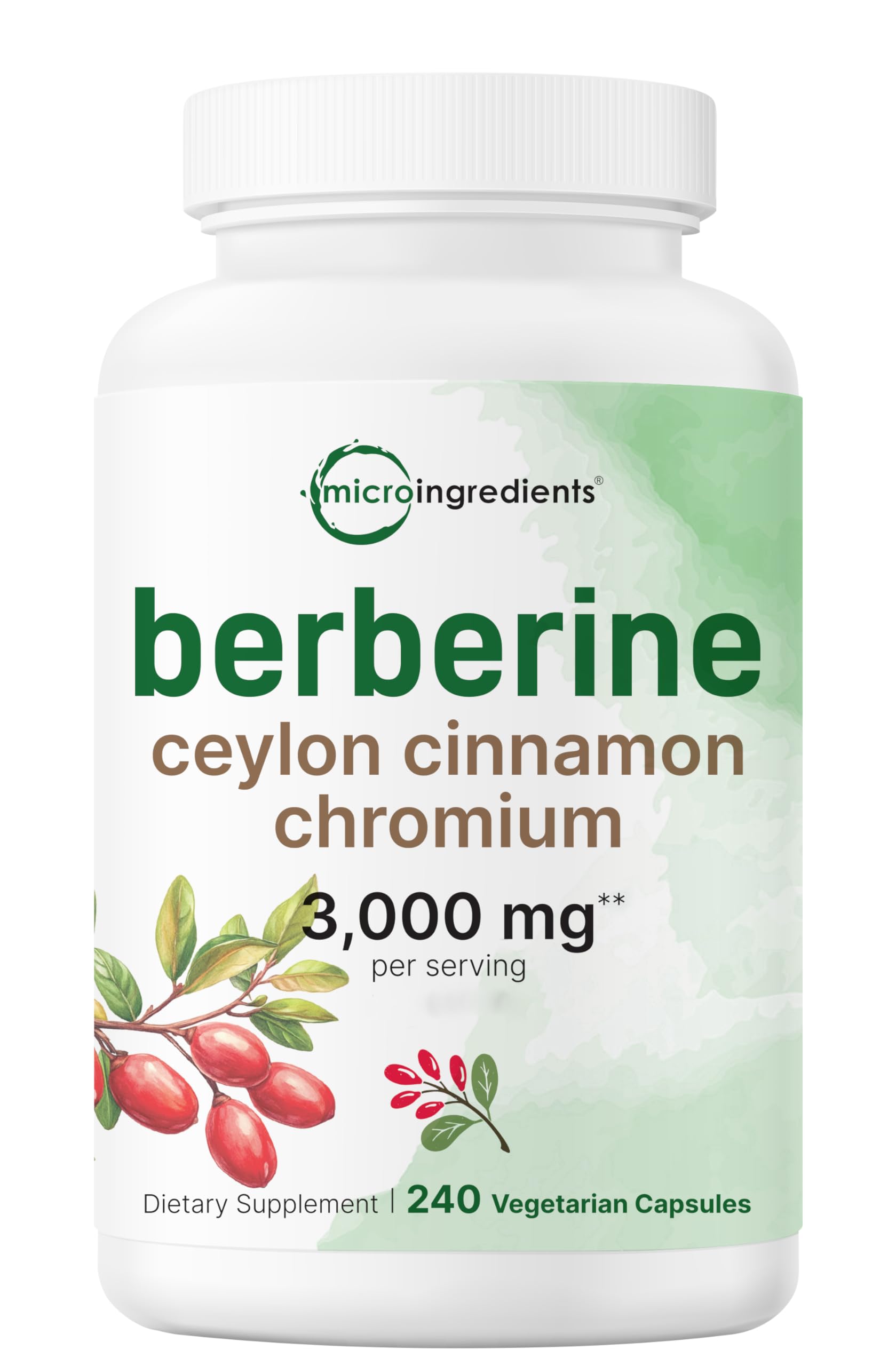 Front view of Berberine with Cinnamon, Chromium & Turmeric 240-cap bottle