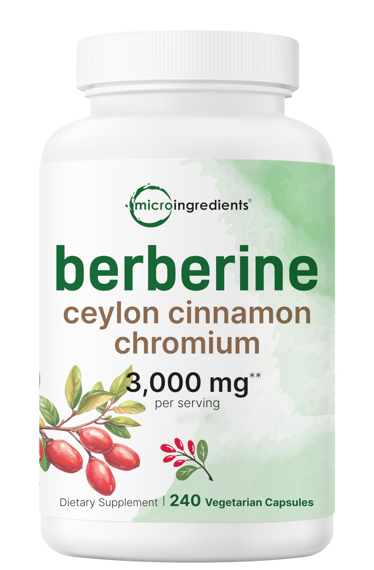 Front view of Berberine with Cinnamon, Chromium & Turmeric 240-cap bottle