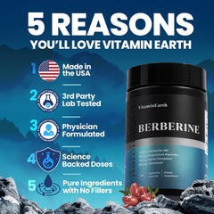 Illustration of ingredients: berberine, magnesium, cinnamon, chromium