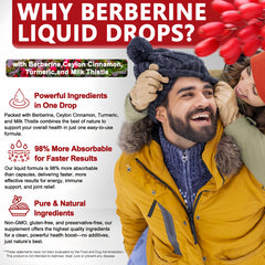 Graphic highlighting the 6-in-1 Berberine Drops ingredients