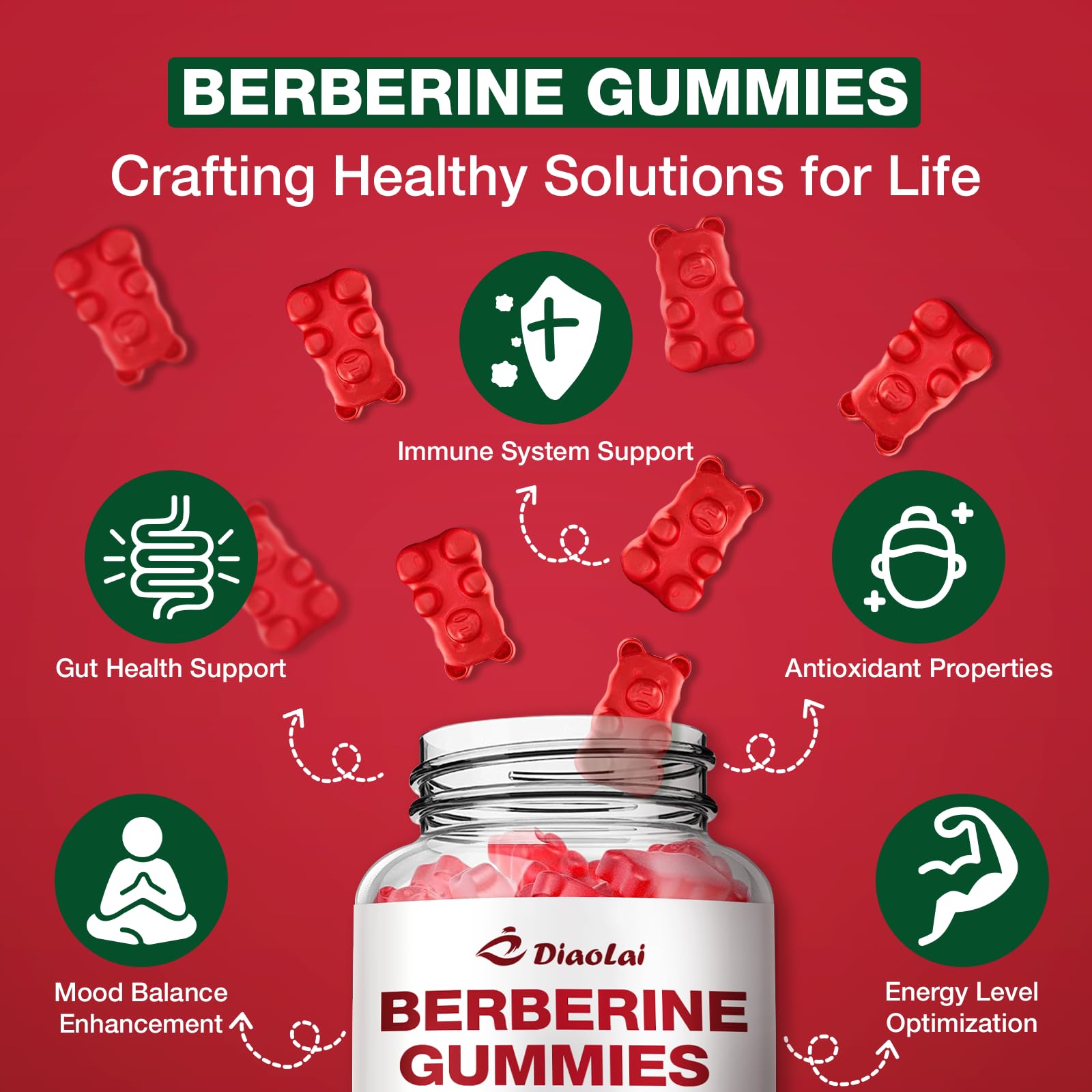 Close-up of raspberry-flavored Berberine Gummies (2000mg)