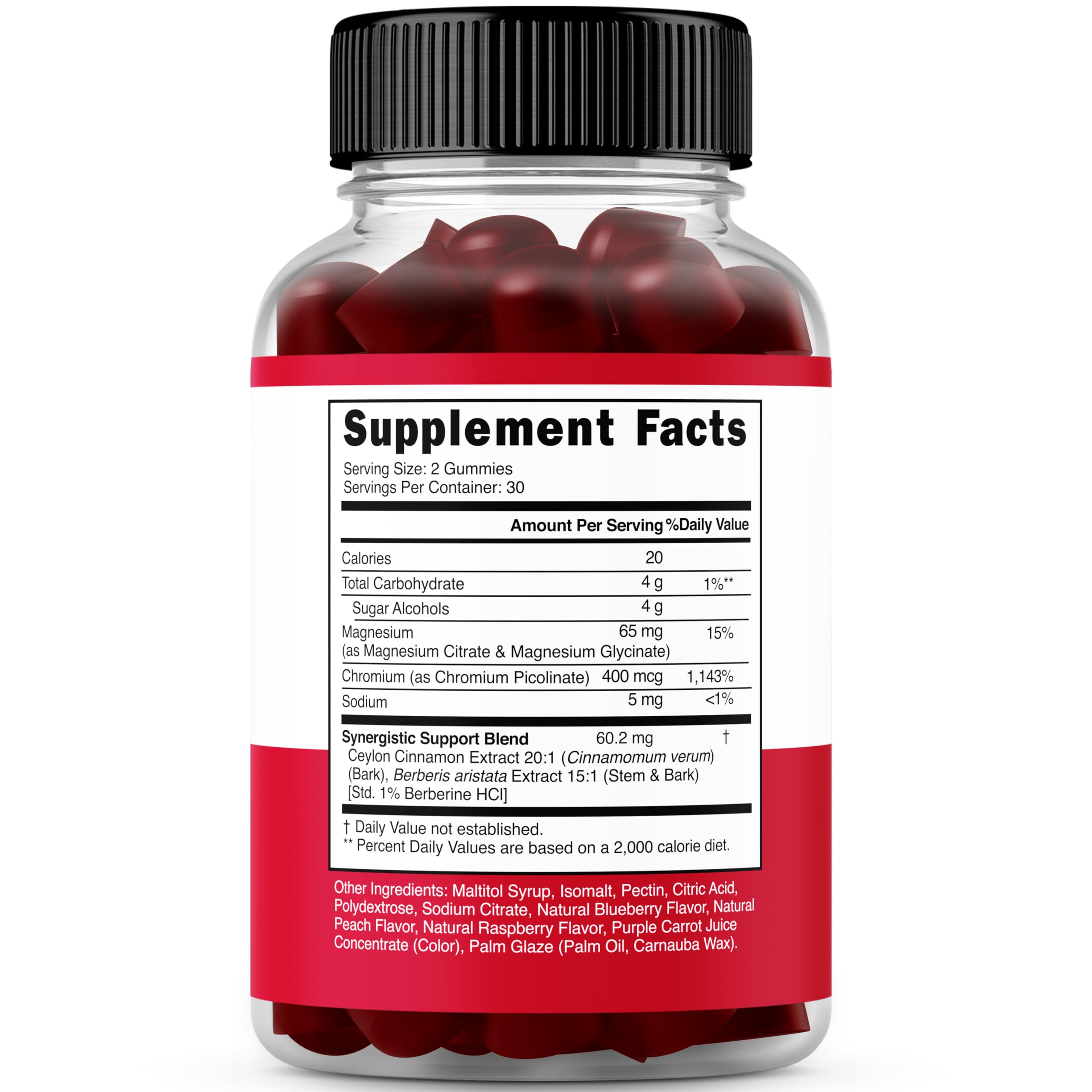 Close-up of raspberry peach flavor Berberine Gummies