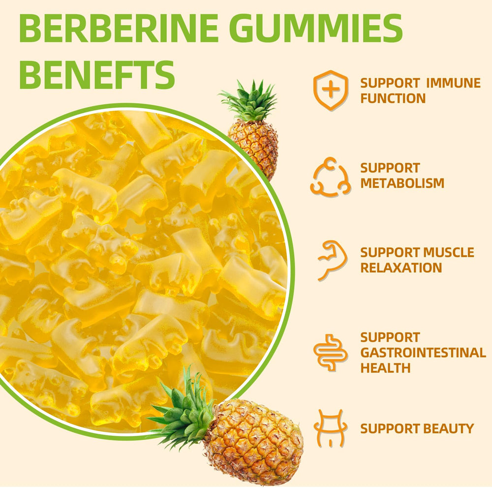 Close-up of pineapple-flavored gummies in a clear container