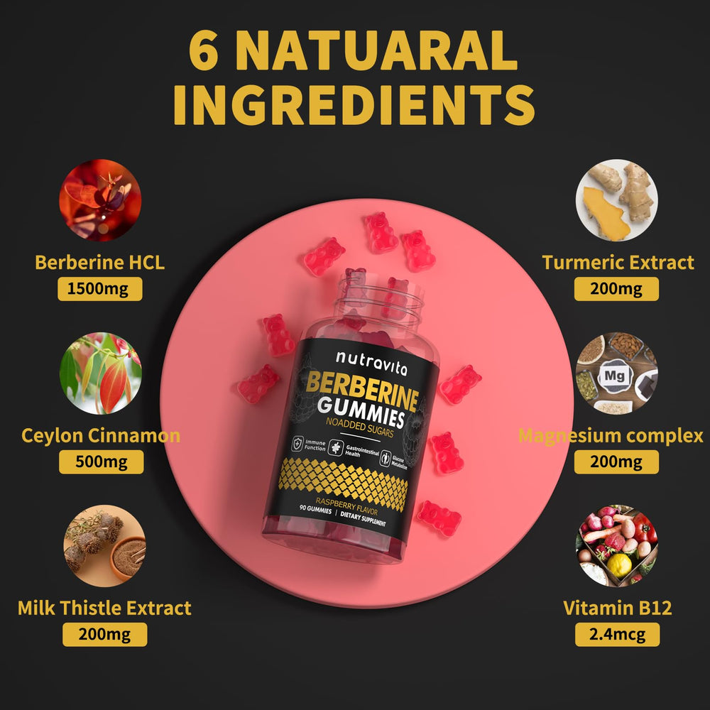GMP compliant and lab-tested Nutravita Berberine Gummies close-up