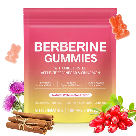 Bottle of CSDLQNF Berberine Gummies with Watermelon Flavor, 60 Count