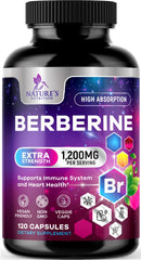Front view of Berberine HCL 1200mg capsules bottle