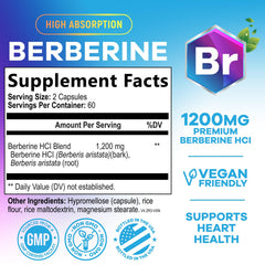 Close-up of Berberine HCL 1200mg supplement label