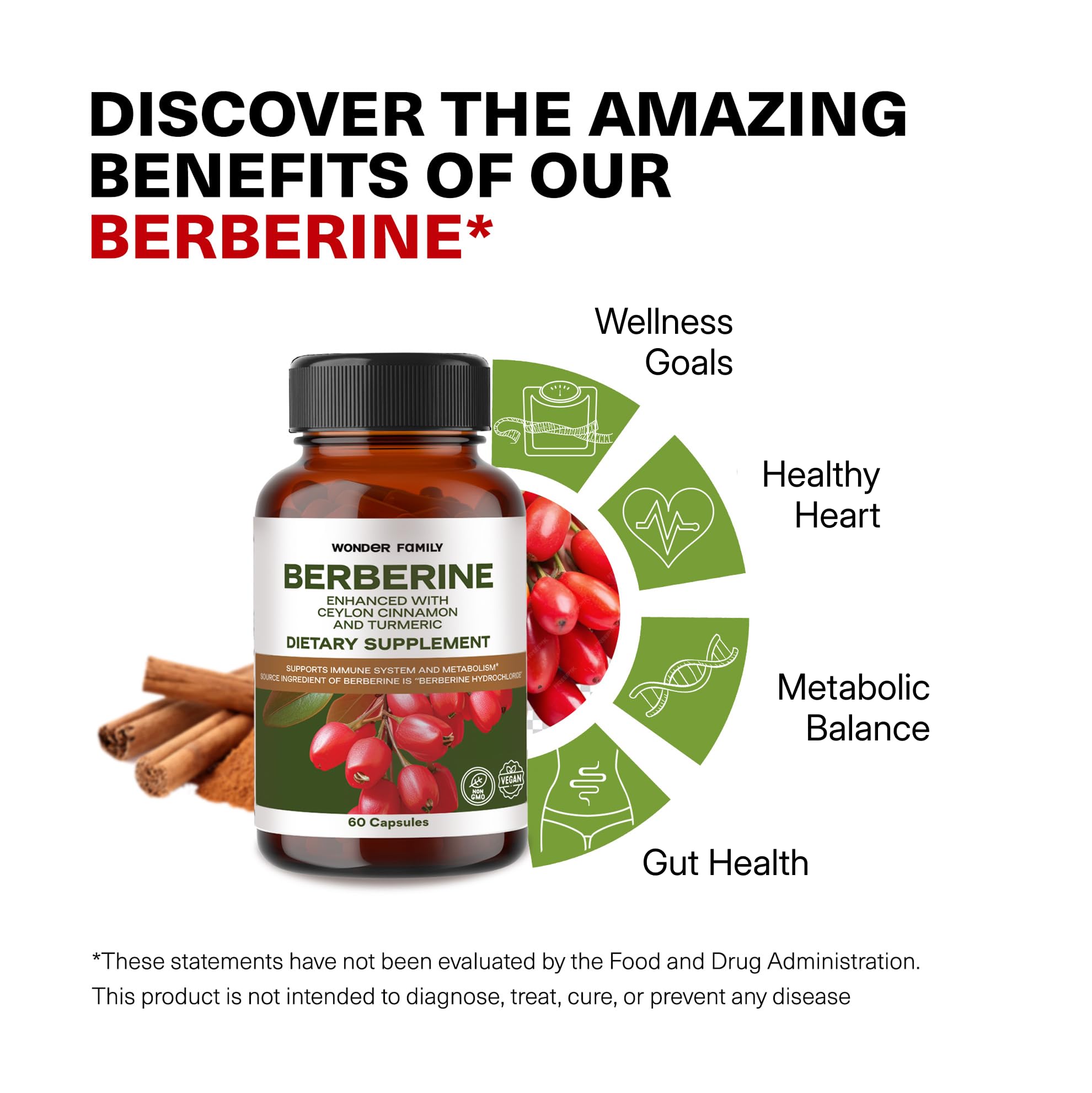 Berberine HCL 500 mg capsules for digestion and weight support