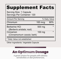 Back label showing dosage information for berberine HCl 500 mg