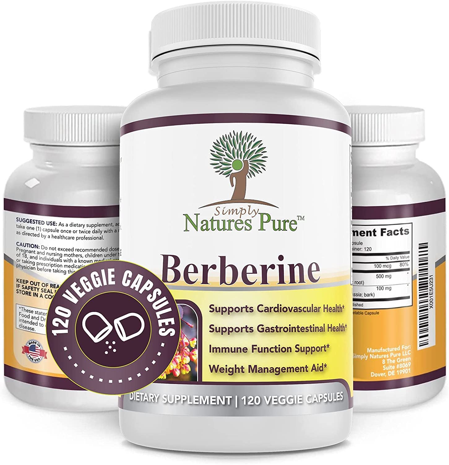 Label highlighting chromium and cinnamon ingredients in berberine supplement